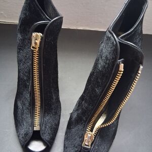 Elegant Black Peep-Toe Ankle Boots